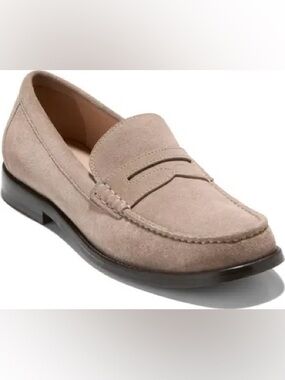 Cole Hahn Lana Luxe Suede Penny Loafers in Taupe NWT